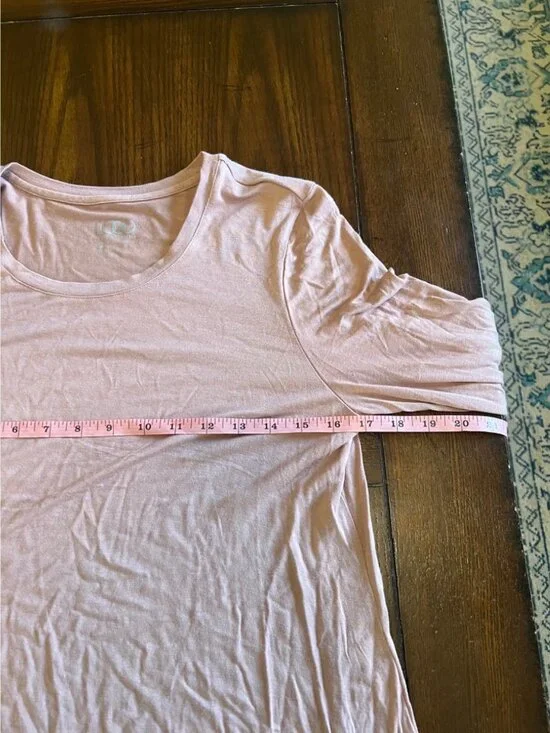 LOGO Lori Goldstein Tunic Mauve Logo Long sleeve Pleated Hem Top Knit Shirt M - Picture 6 of 8